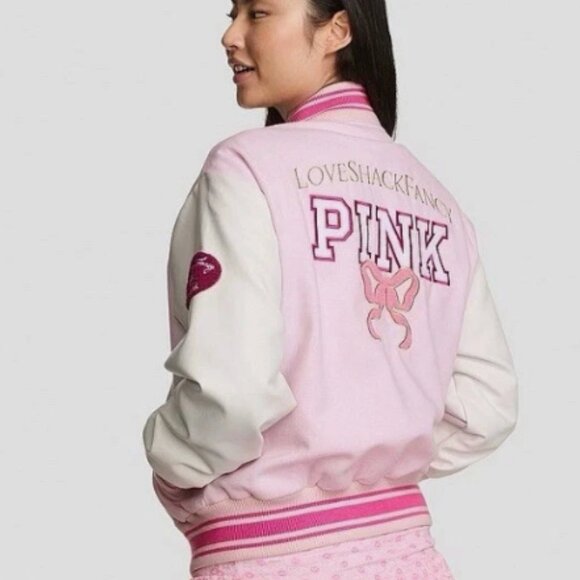 Victoria’s Secret PINK x LoveShackFancy Reissued Boyfriend Varsity Jacket - Picture 4 of 6